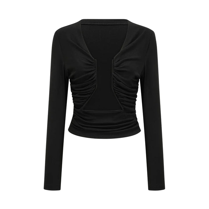 Levoire | Top Mijoté Ouvert Avant Noir