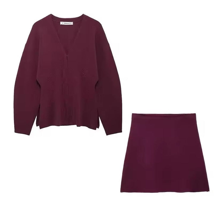 Levoire | Ensemble En Tricot Deux Pièces Bordeaux rouge
