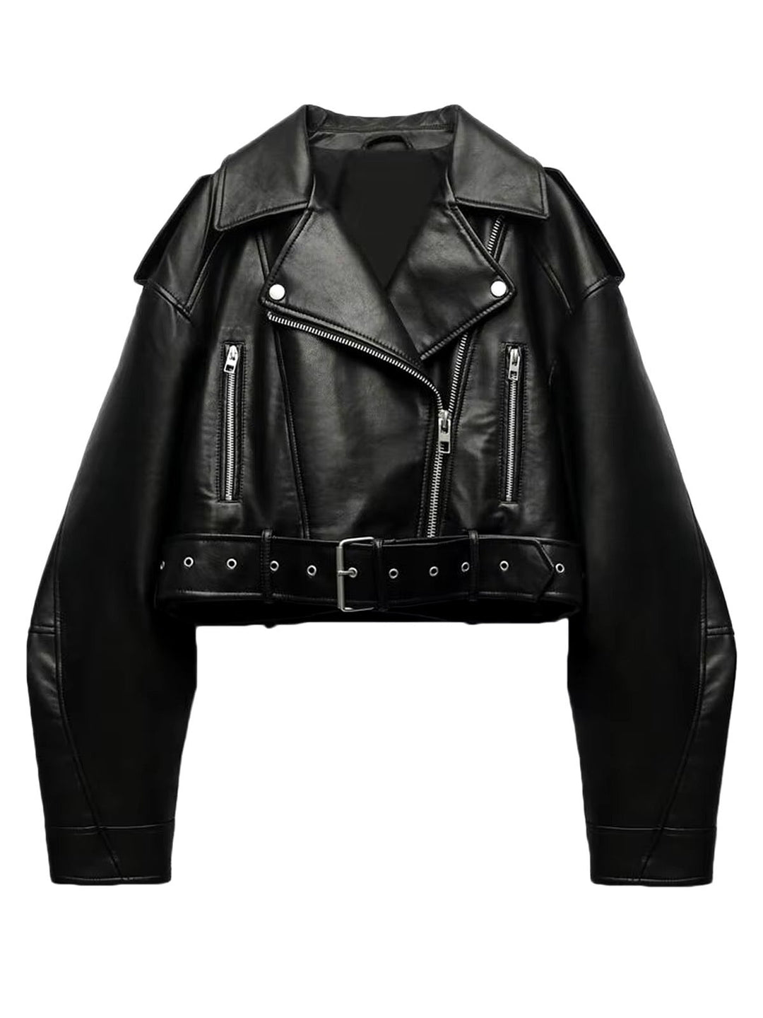 Levoire | Veste De Biker Courte En Cuir Synthétique Avec Ceinture