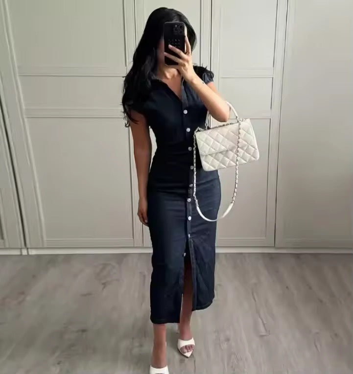 Levoire | Robe Chemise En Denim Avec Boutons