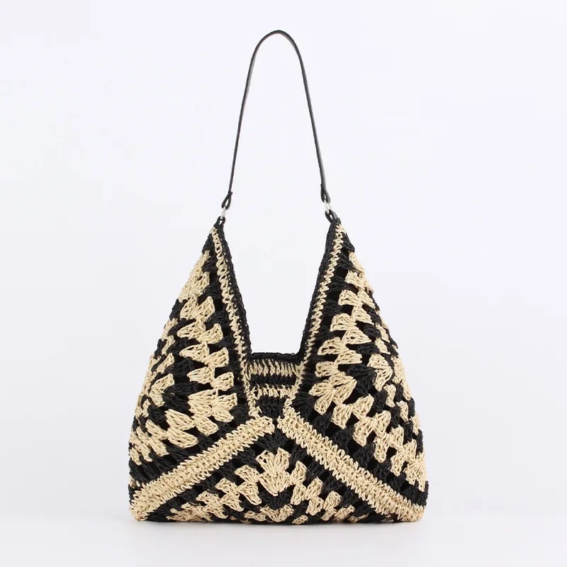 Levoire | Sac À Main En Paille Vintage Noir
