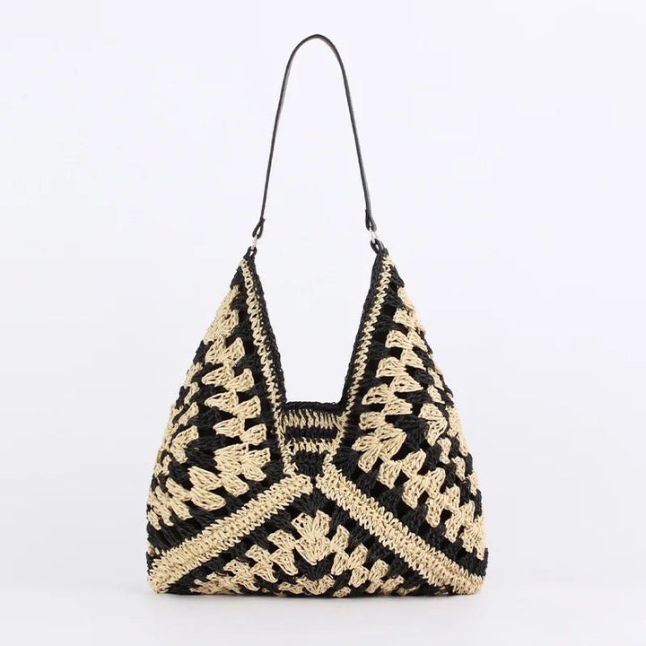 Levoire | Sac À Main En Paille Vintage Noir