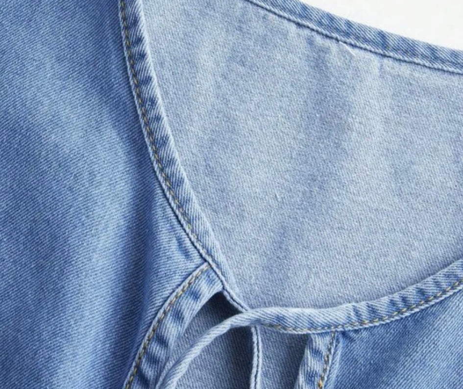 Levoire | Top En Jean Court Avec Nœuds Tendance & Féminin