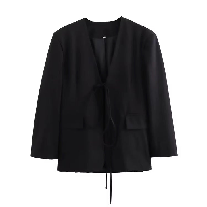Levoire | Blazer Noir Élégant Avec Nœud