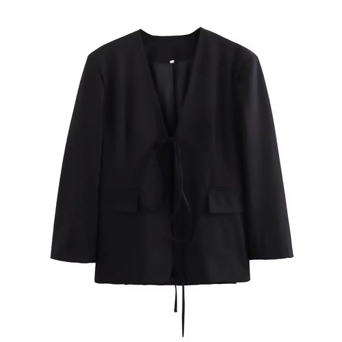 Levoire | Blazer Noir Élégant Avec Nœud