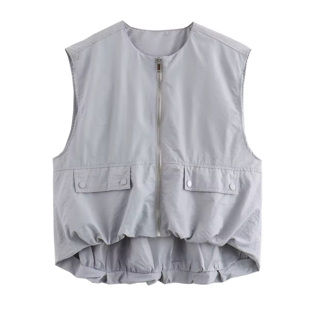 Levoire | Style Sans Manches Veste Avec Fermeture Éclair Gris