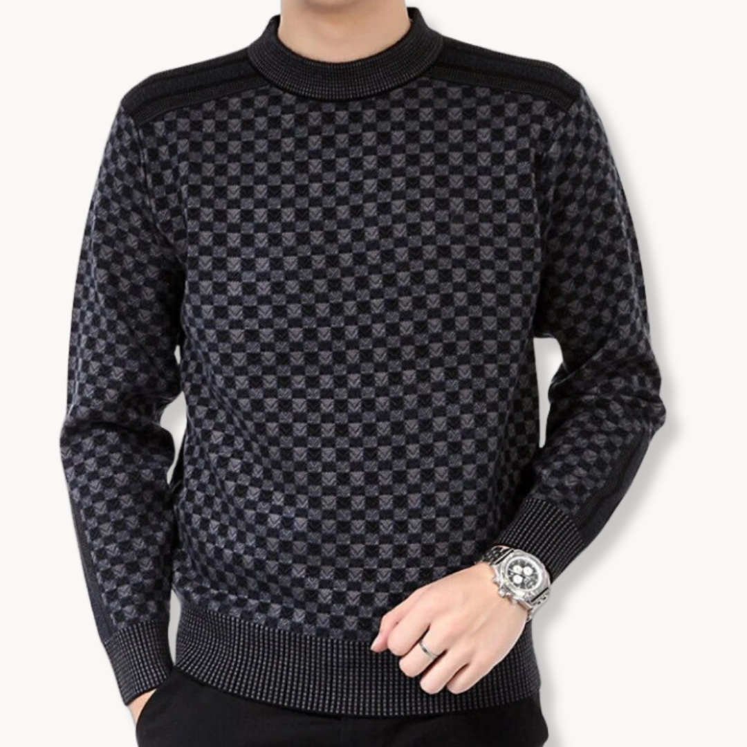 Levoire | Pull Long Chaud à Manches avec Motif à Col Etehalsarivivutettu gris foncé