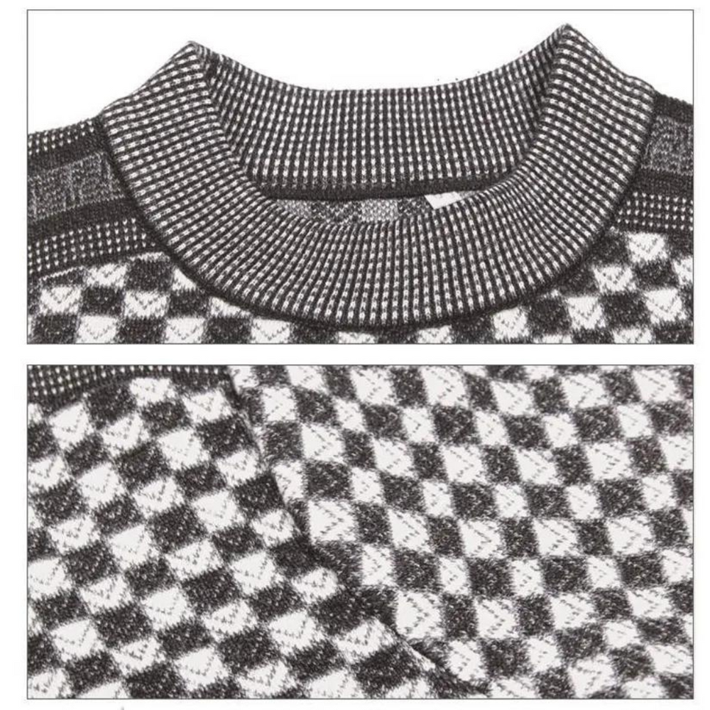 Levoire | Pull Long Chaud à Manches avec Motif à Col Etehalsarivivutettu
