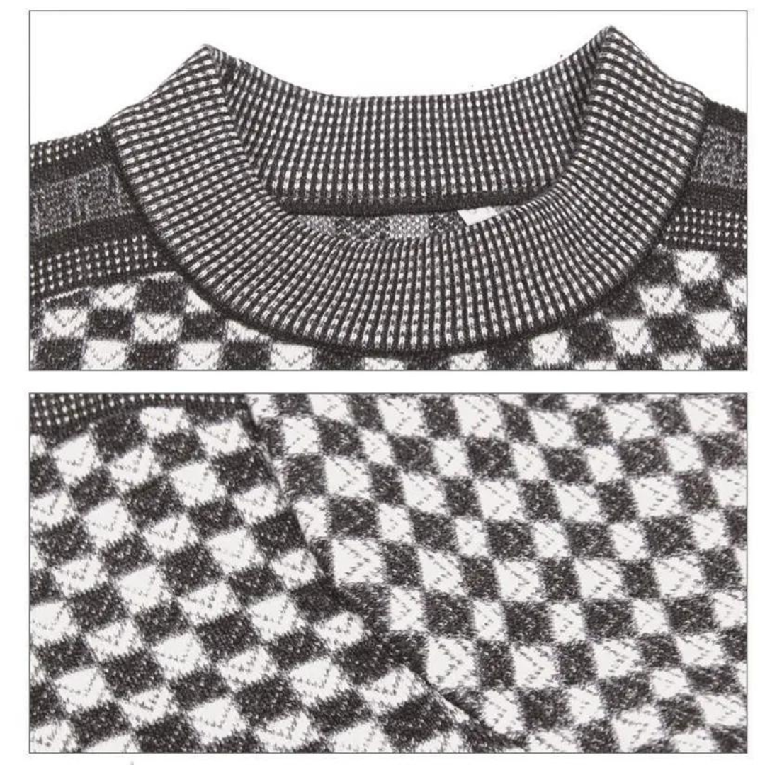 Levoire | Pull Long Chaud à Manches avec Motif à Col Etehalsarivivutettu