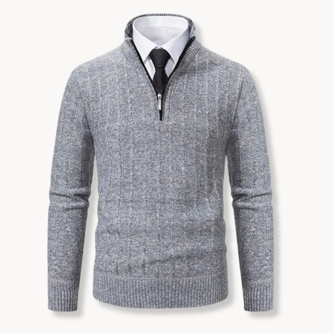 Levoire | Pull En Maille Avec Fermeture Éclair Quart Robuste Gris clair