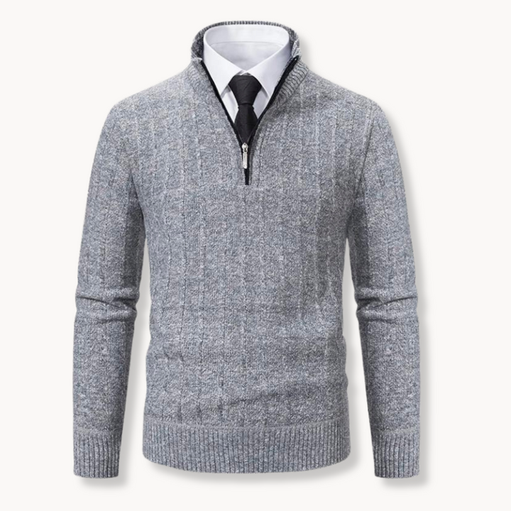 Levoire | Pull En Maille Avec Fermeture Éclair Quart Robuste Gris clair