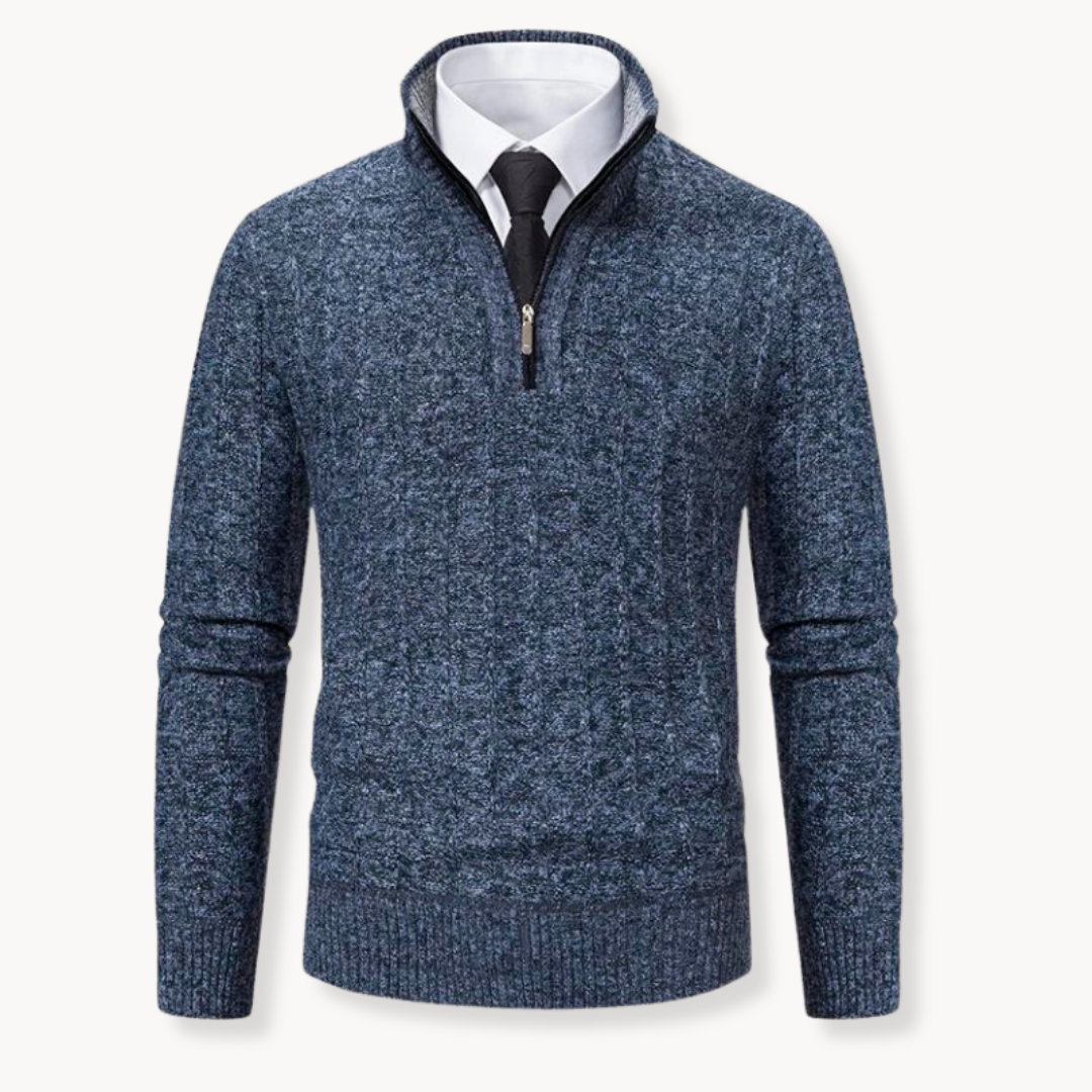 Levoire | Pull En Maille Avec Fermeture Éclair Quart Robuste Bleu