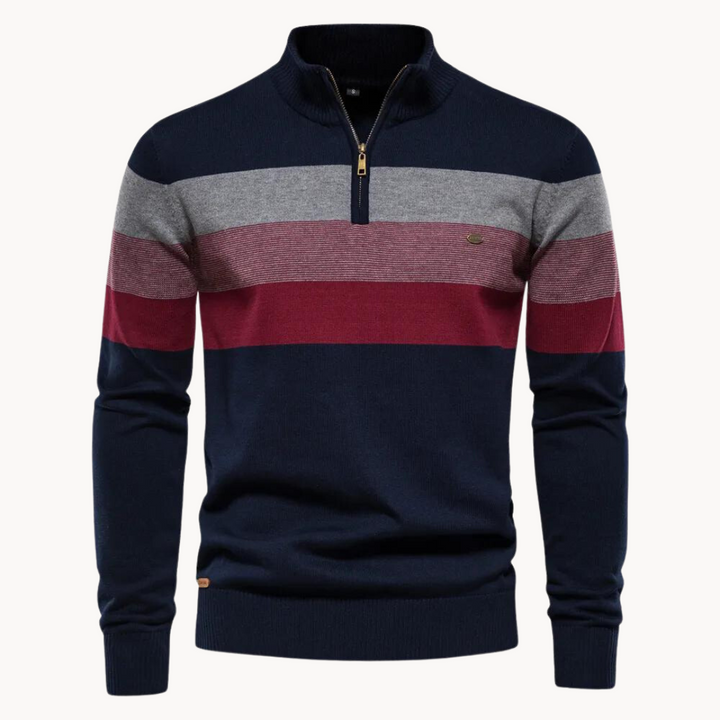 Levoire | Pull Over à Zip Quart Bleu