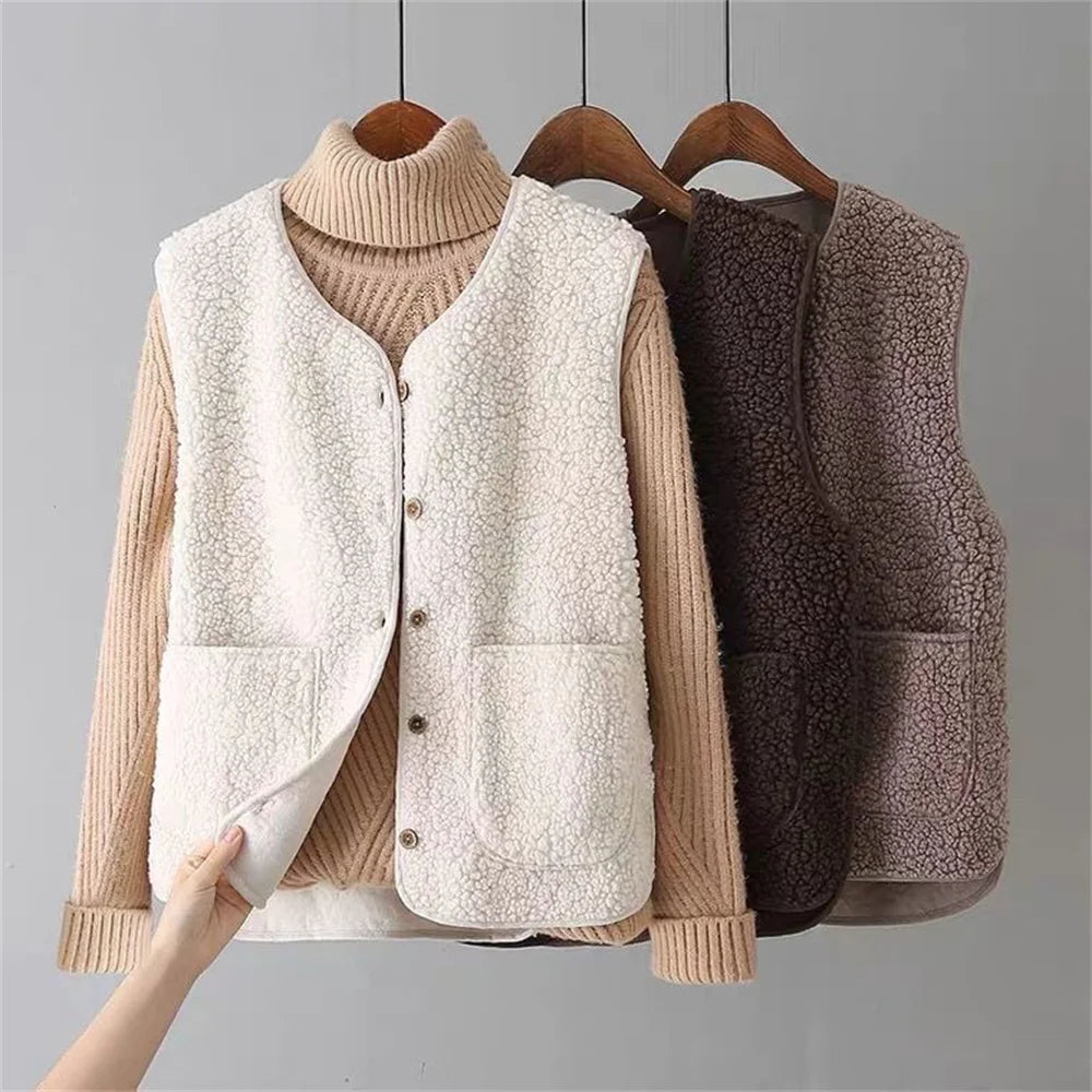 Levoire | Veste Sans Manches Avec Poches Latérales En Laine Et Fermeture À Boutons