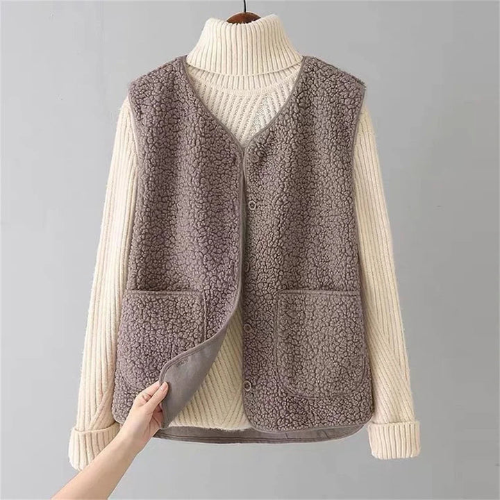 Levoire | Veste Sans Manches Avec Poches Latérales En Laine Et Fermeture À Boutons Khaki