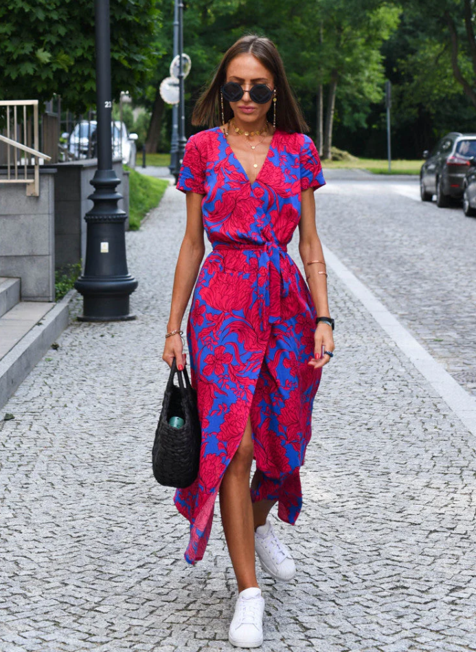 Levoire | Élégante Robe Longue Rot & Blau