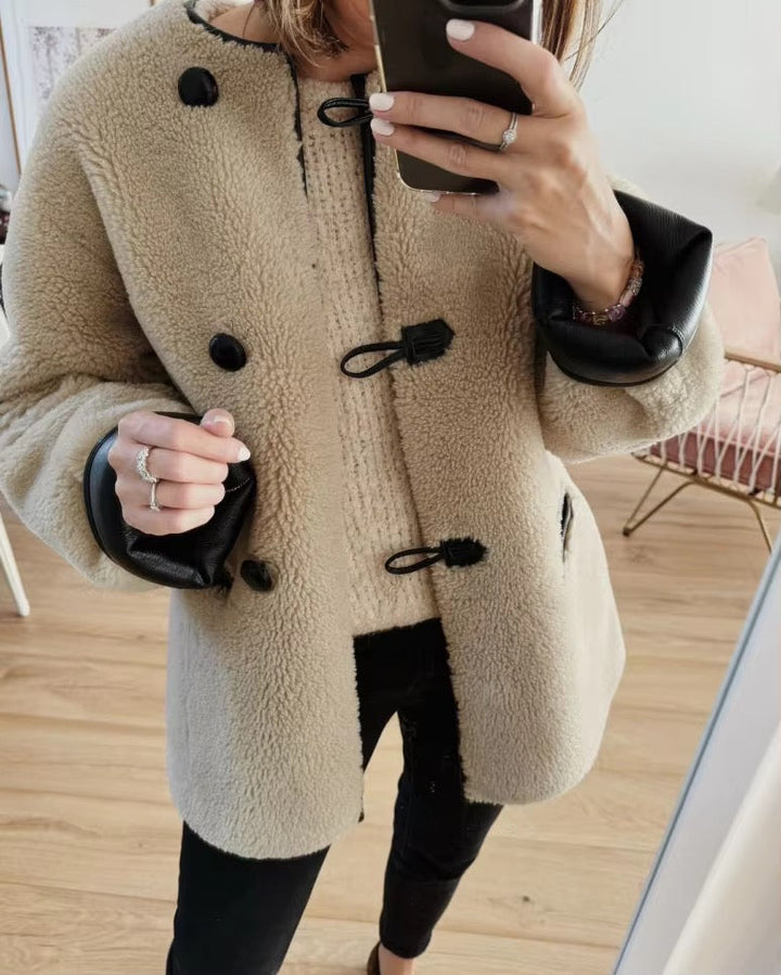 Levoire | Manteau Teddy Élégant Avec Fermetures À Nœud Beige