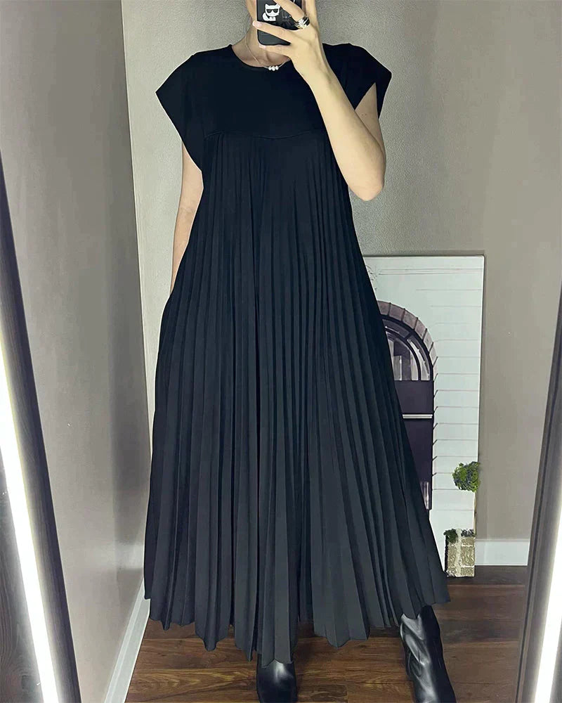 Levoire | Robe Plissée Élégante Longue Noir