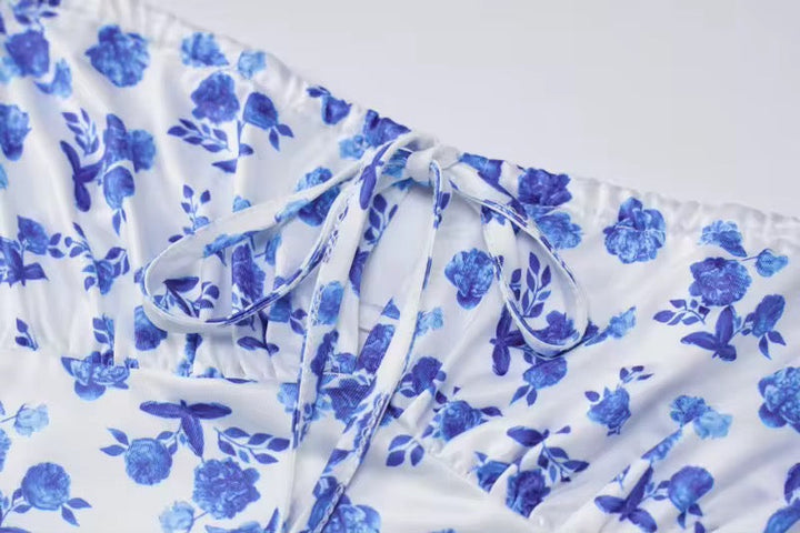 Levoire | Robe Longue À Fleurs Avec Lacets Et Bretelles