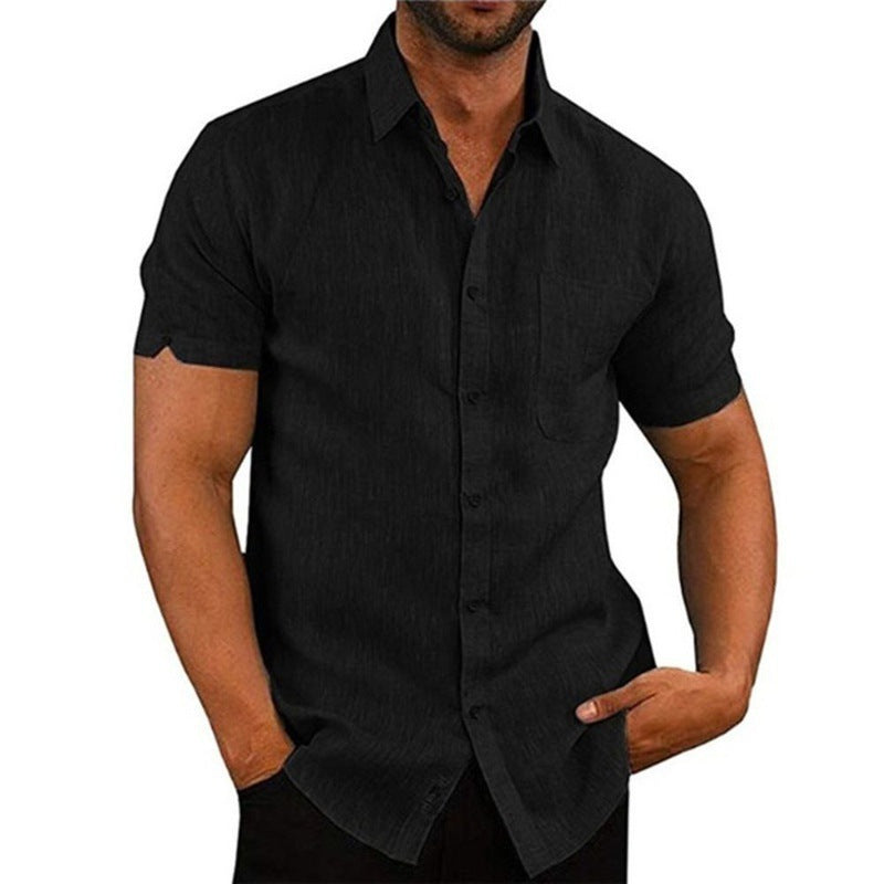Levoire | Chemises En Lin À Manches Courtes Pour Hommes noir