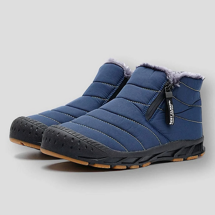 Levoire | Chaussons Pour Enfants En Velours Avec Fermeture Éclair Bleu