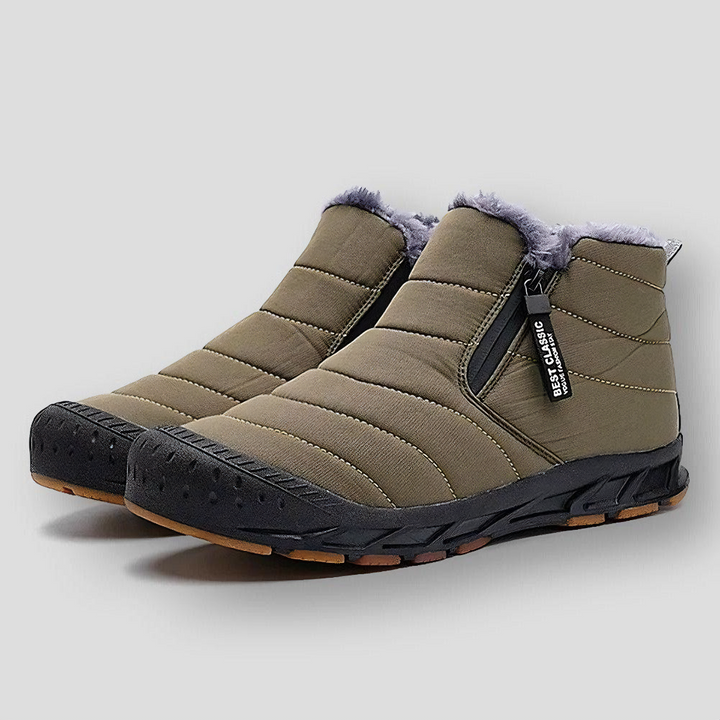 Levoire | Bottes en fourrure chaude avec fermeture éclair antidérapantes Vert