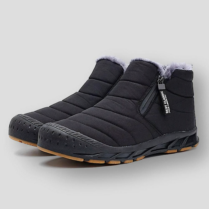 Levoire | Bottes en fourrure chaude avec fermeture éclair antidérapantes Noir