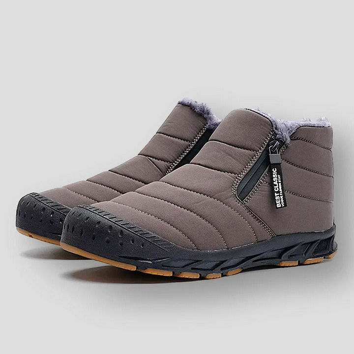 Levoire | Bottes en fourrure chaude avec fermeture éclair antidérapantes Gris