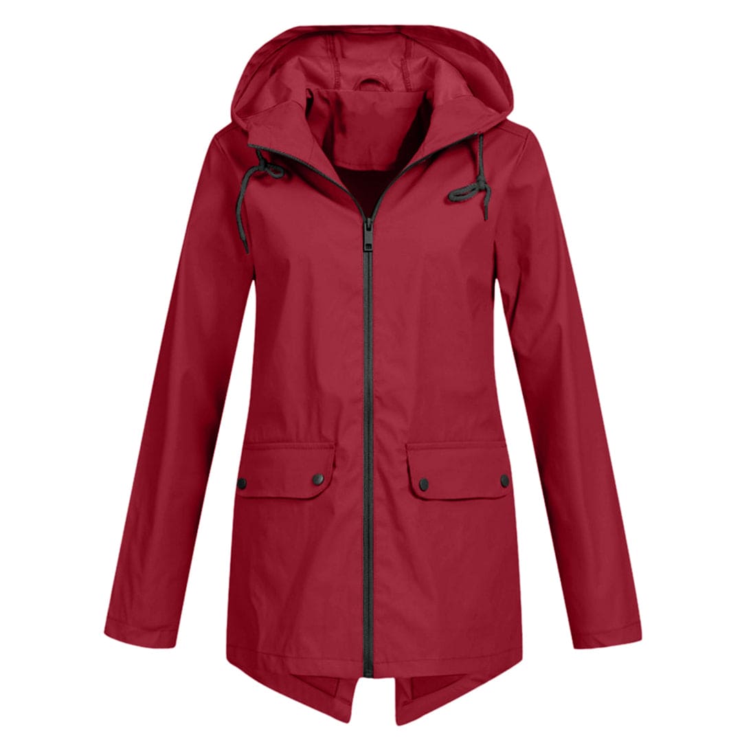 Levoire | Veste Imperméable Manteau De Pluie Avec Capuche Pour Femmes Vin Rouge