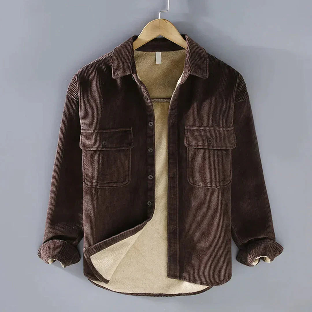 Levoire | Chemise En Velours Côtele Intemporel Hommes Bruin