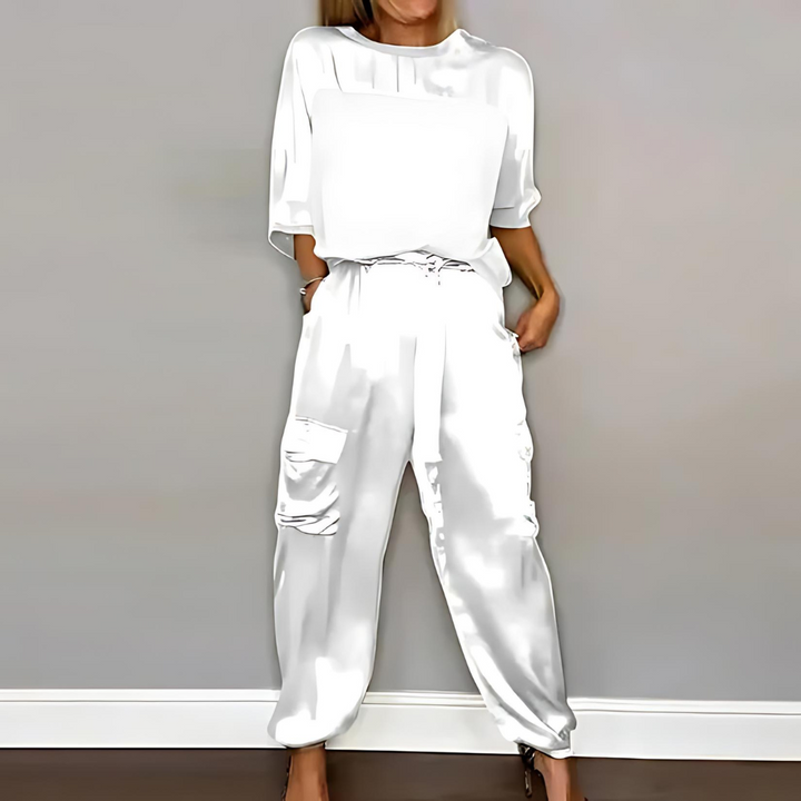 Levoire | Élégante Styl 2 Pièce Dames Ensemble Blanc