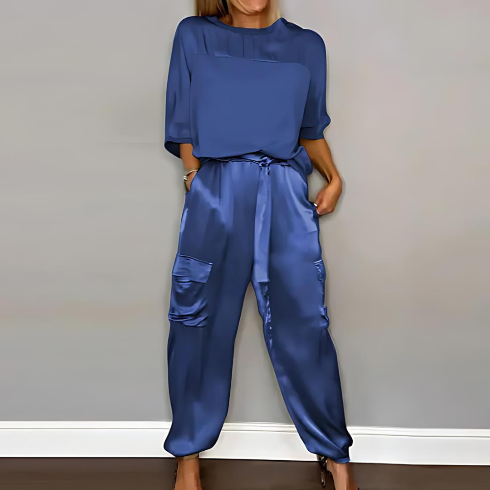 Levoire | Élégante Styl 2 Pièce Dames Ensemble Bleu