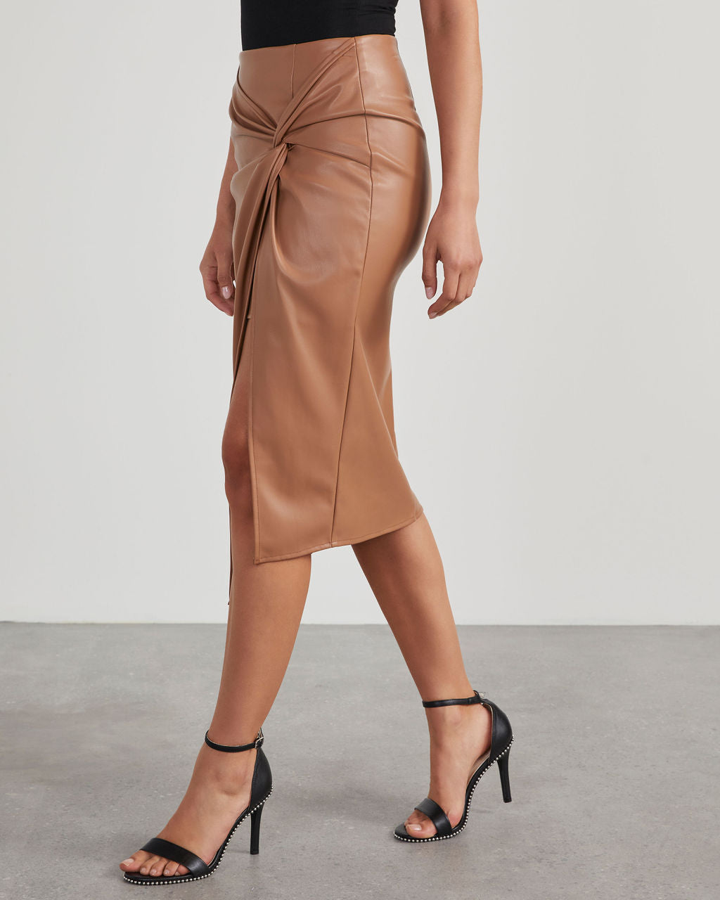 Levoire Jupe en cuir | Jupe en cuir écologique stylée avec fente pour femmes