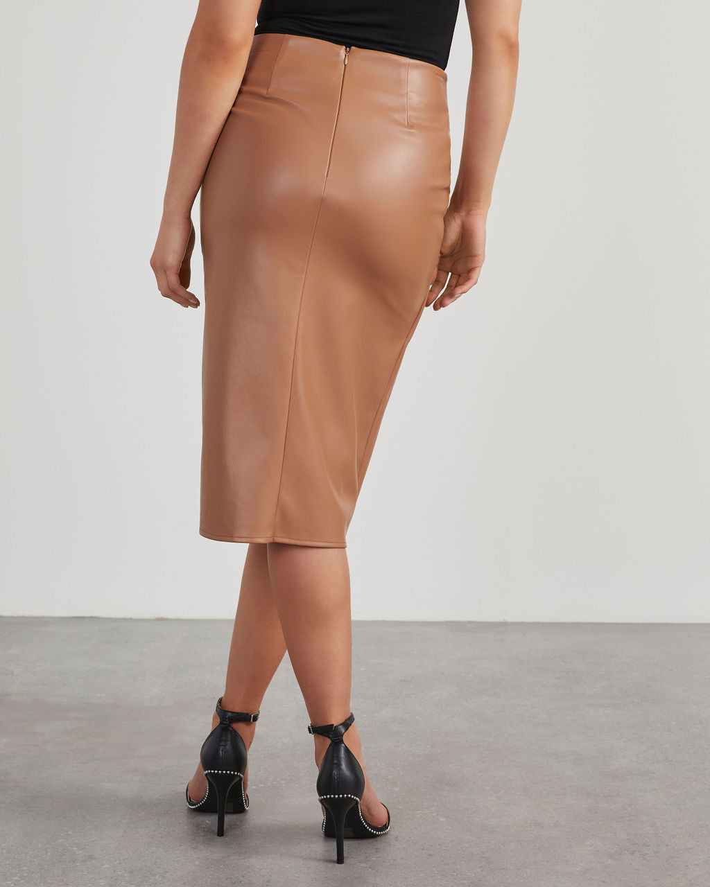 Levoire Jupe en cuir | Jupe en cuir écologique stylée avec fente pour femmes
