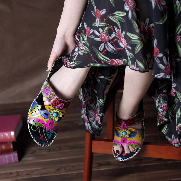 Levoire | Sandales orthopédiques antidérapantes böömiläiset à motif floral