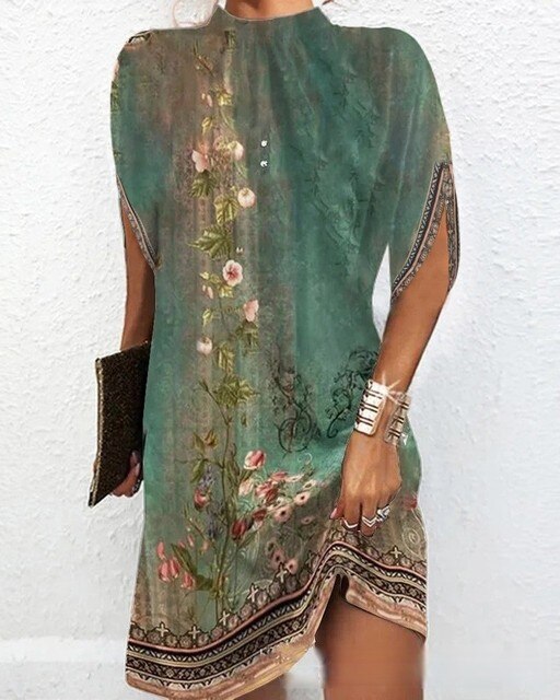 Levoire | Robe Mode Avec Des Manches Chauve-Souris Vert