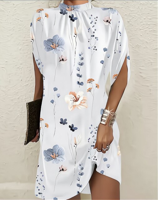 Levoire | Robe Mode Avec Des Manches Chauve-Souris Blanc