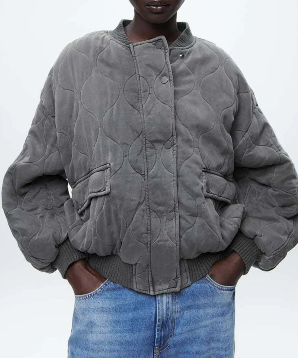 Levoire | Grise Modèle Détendu Bomber Jacket