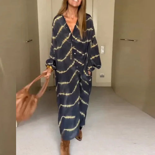 Levoire | Robe Longue Boho Avec Imprimé Rayé