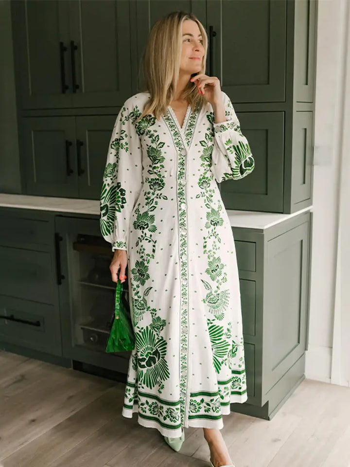 Levoire | Robe maxi élégante d'automne Vert