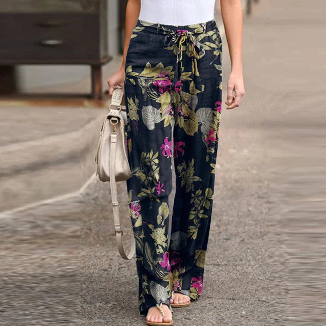 Levoire | Imprimé Rétro Pantalon Bleu foncé