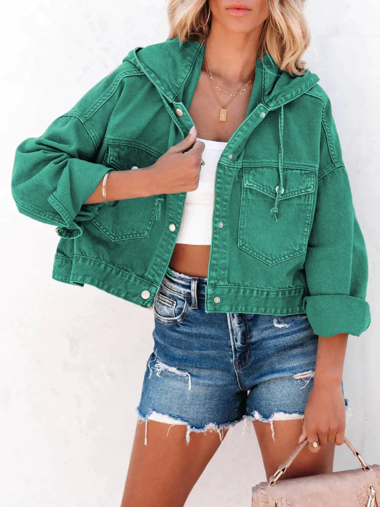 Levoire | Veste En Jean Vintage Avec Capuche Vert