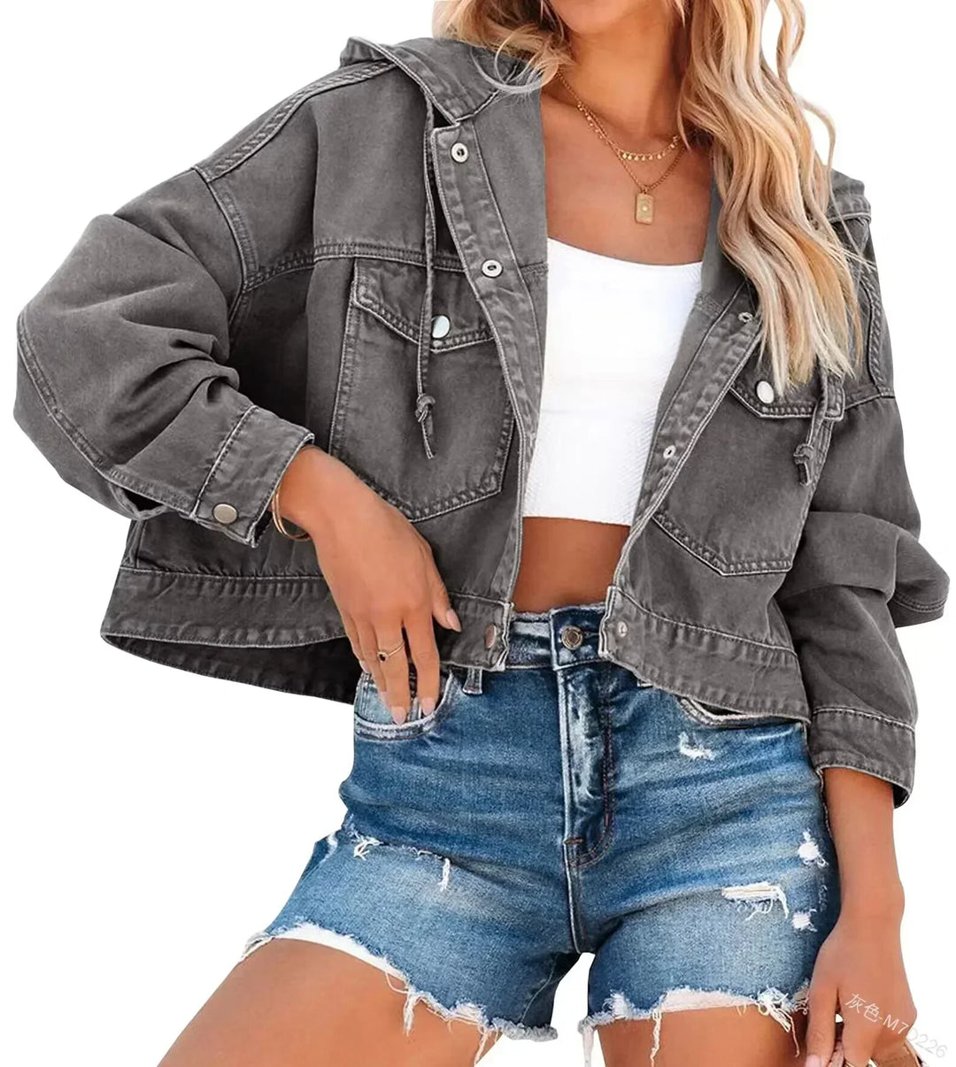 Levoire | Veste En Jean Vintage Avec Capuche Noir