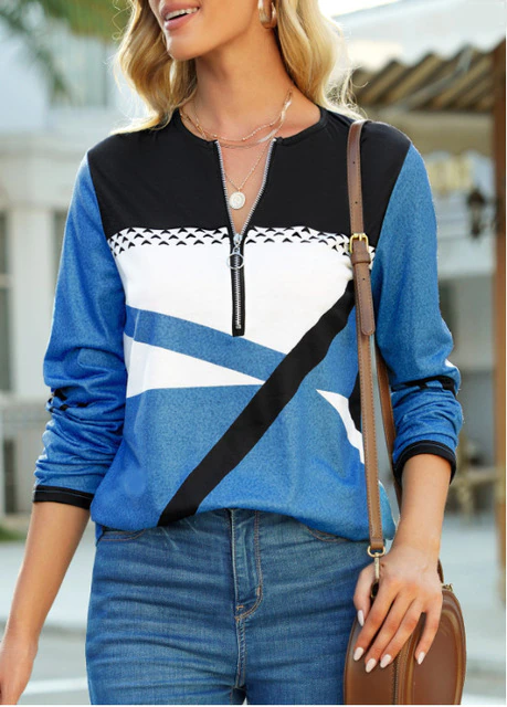 Levoire | Pull Léger Élégant Pour Femmes Avec Impression Luxueuse Bleu