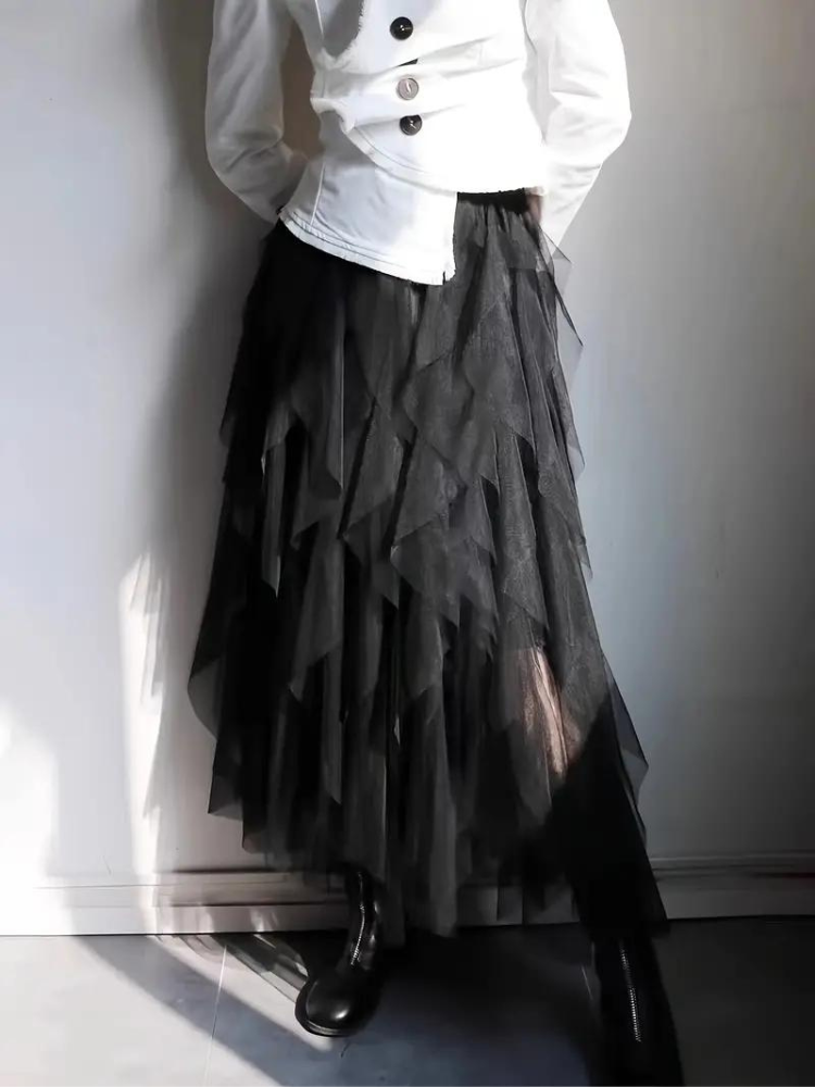 Levoire | Jupe à volants pour femmes Noir