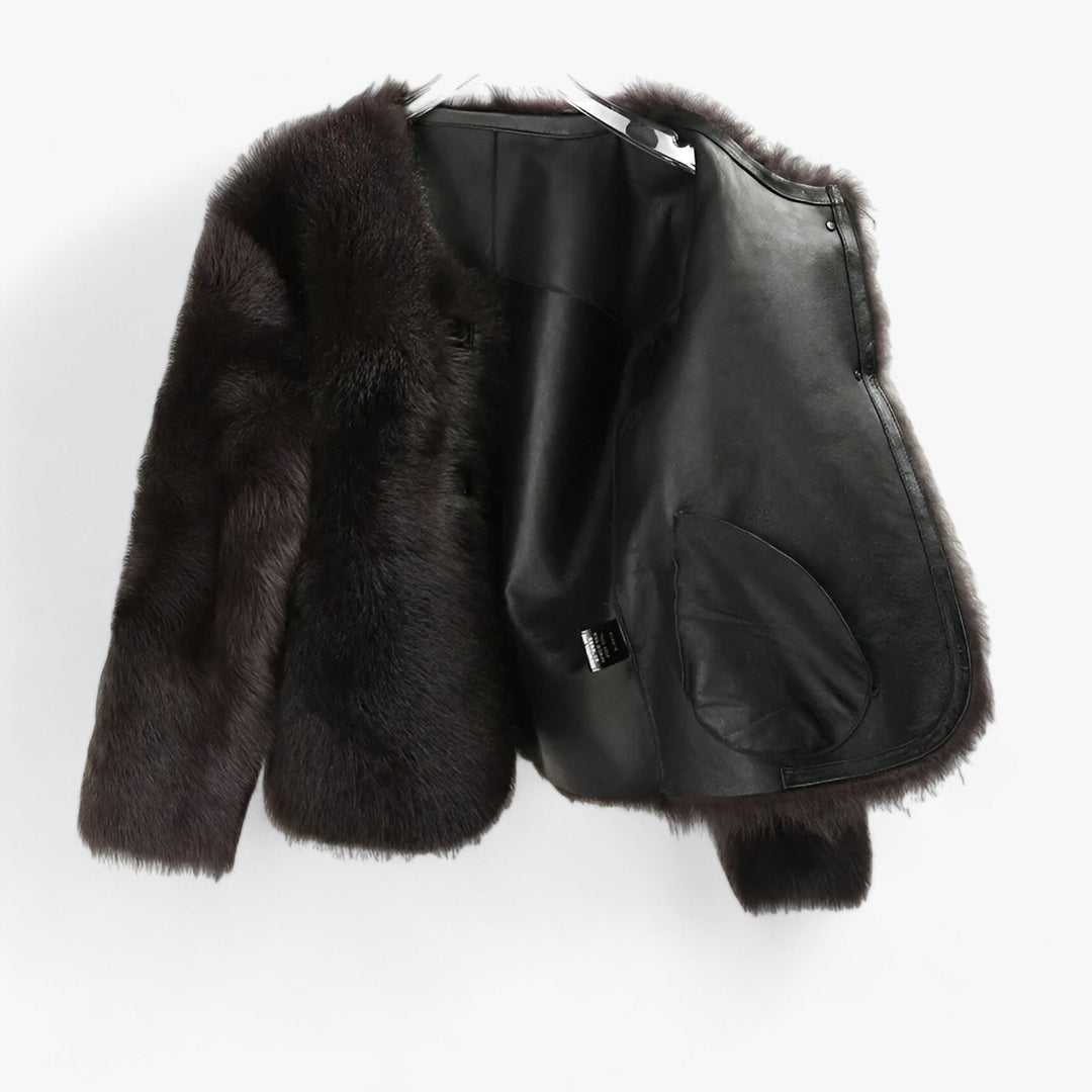 Levoire | Manteau En Fourrure Court Col Rond Gilet En Fourrure Manteau En Fourrure Pour Femmes