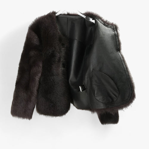 Levoire | Manteau En Fourrure Court Col Rond Gilet En Fourrure Manteau En Fourrure Pour Femmes