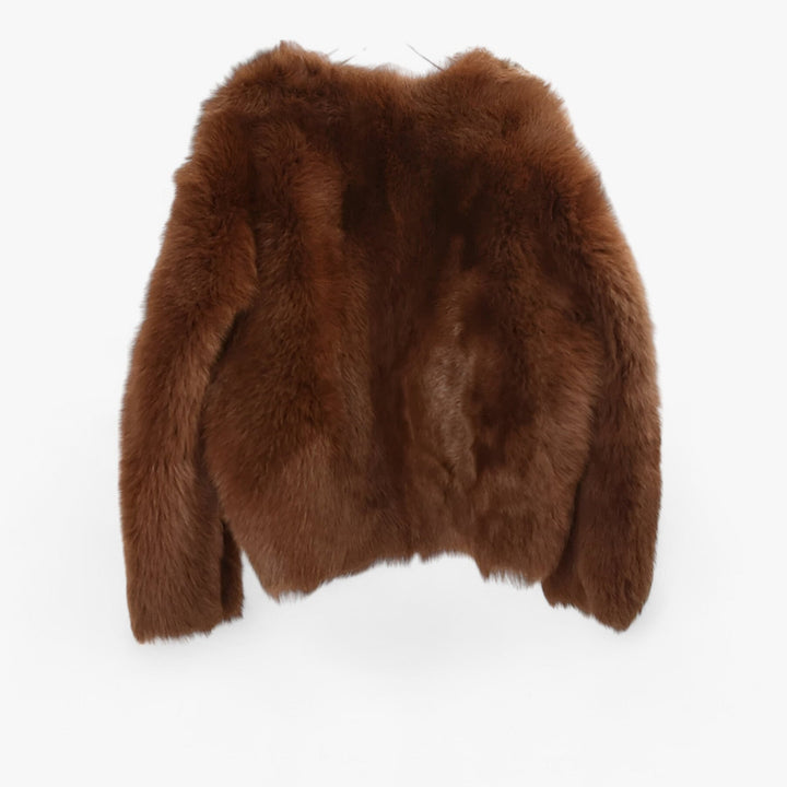 Levoire | Manteau En Fourrure Court Col Rond Gilet En Fourrure Manteau En Fourrure Pour Femmes Brun foncé