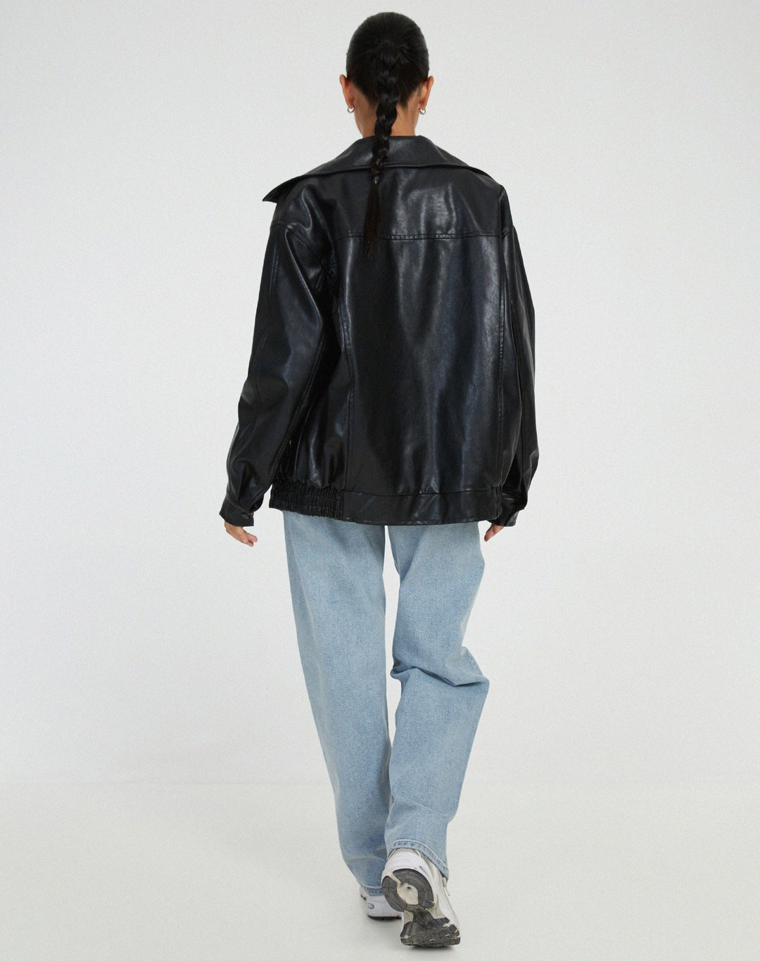 Levoire | Veste En Cuir Grande Taille Fermeture Éclair Bomber Veste En Cuir Femmes