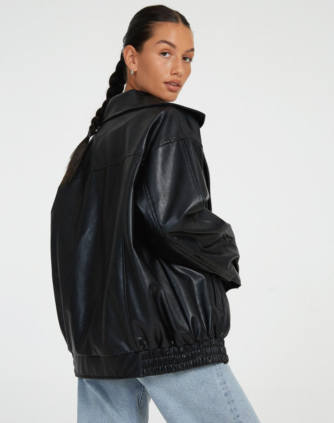 Levoire | Veste En Cuir Grande Taille Fermeture Éclair Bomber Veste En Cuir Femmes